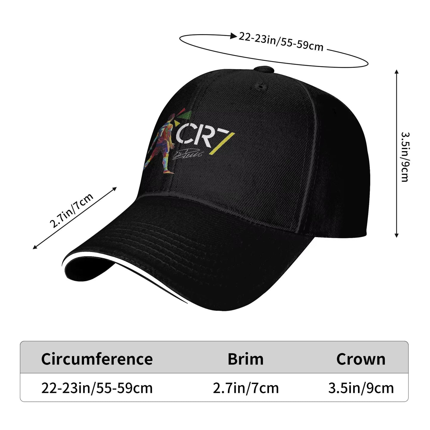 CR7 Ronaldo Signature Adjustable Hat - Unisex Fashion Baseball Cap for Autumn and Sun Protection