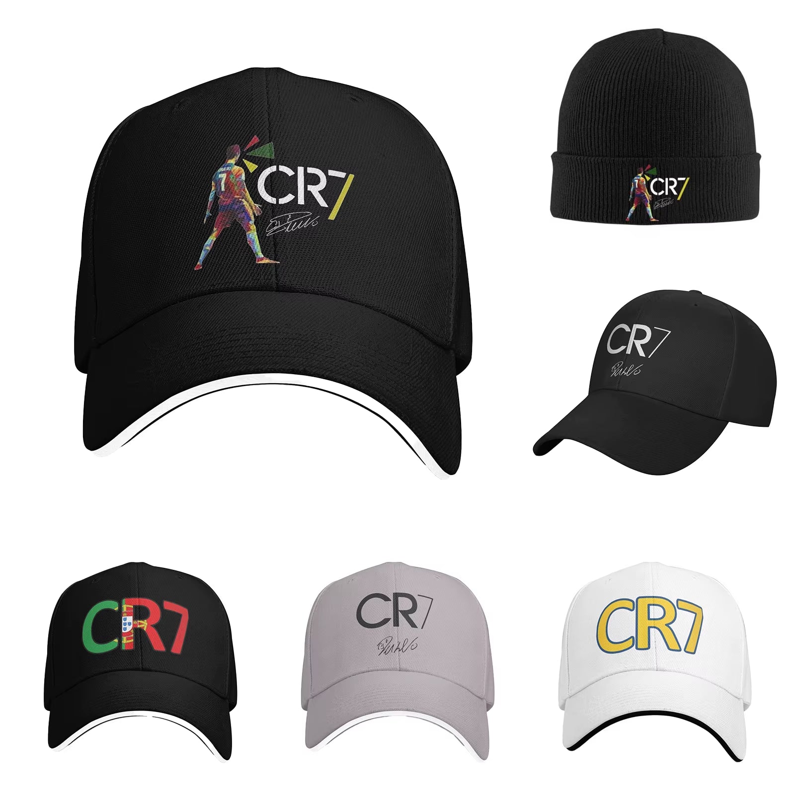 CR7 Ronaldo Signature Adjustable Hat - Unisex Fashion Baseball Cap for Autumn and Sun Protection