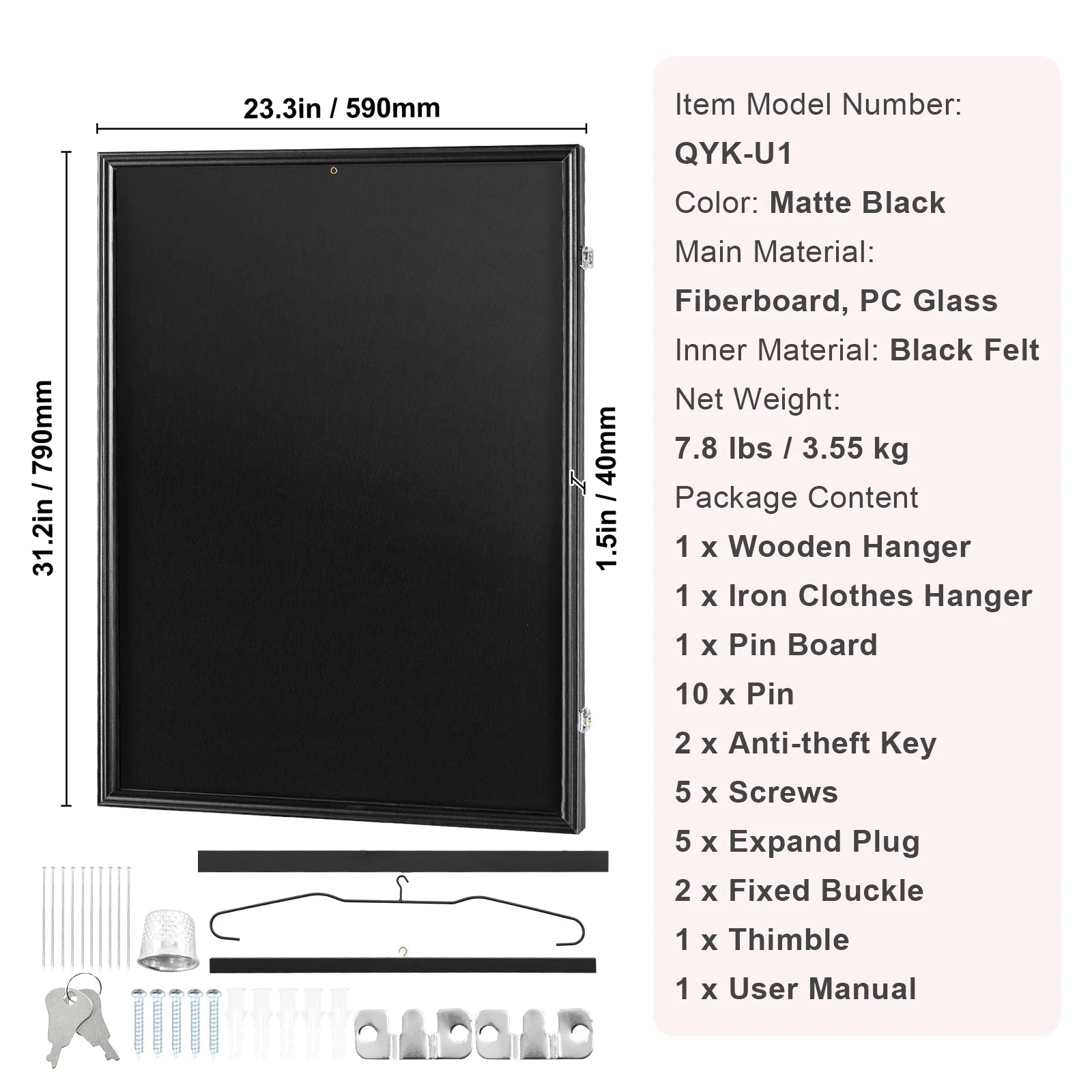 SKYSHALO Jersey Football Basketball Frame Display, 23.3X31.2X1.5'', Spacious Sports Uniform Shadow Box with PC Glass for 98% UV Shielding, Includes Hangers, Suitable for Baseball and Hockey Apparel